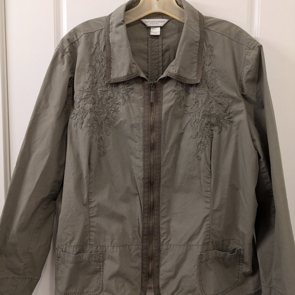 Women's green Christopher & Banks light weight jacket, size petite/XXL